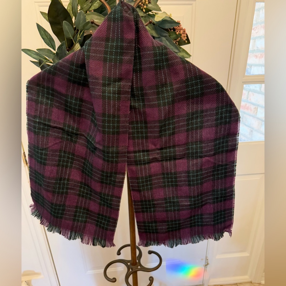 Cashluxe Purple Tartan Plaid Scarf OS